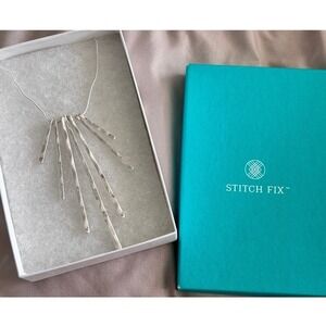 Romolo Kenny Fringe Necklace Silver Tone Hammered Sunburst Stitch Fix NIB